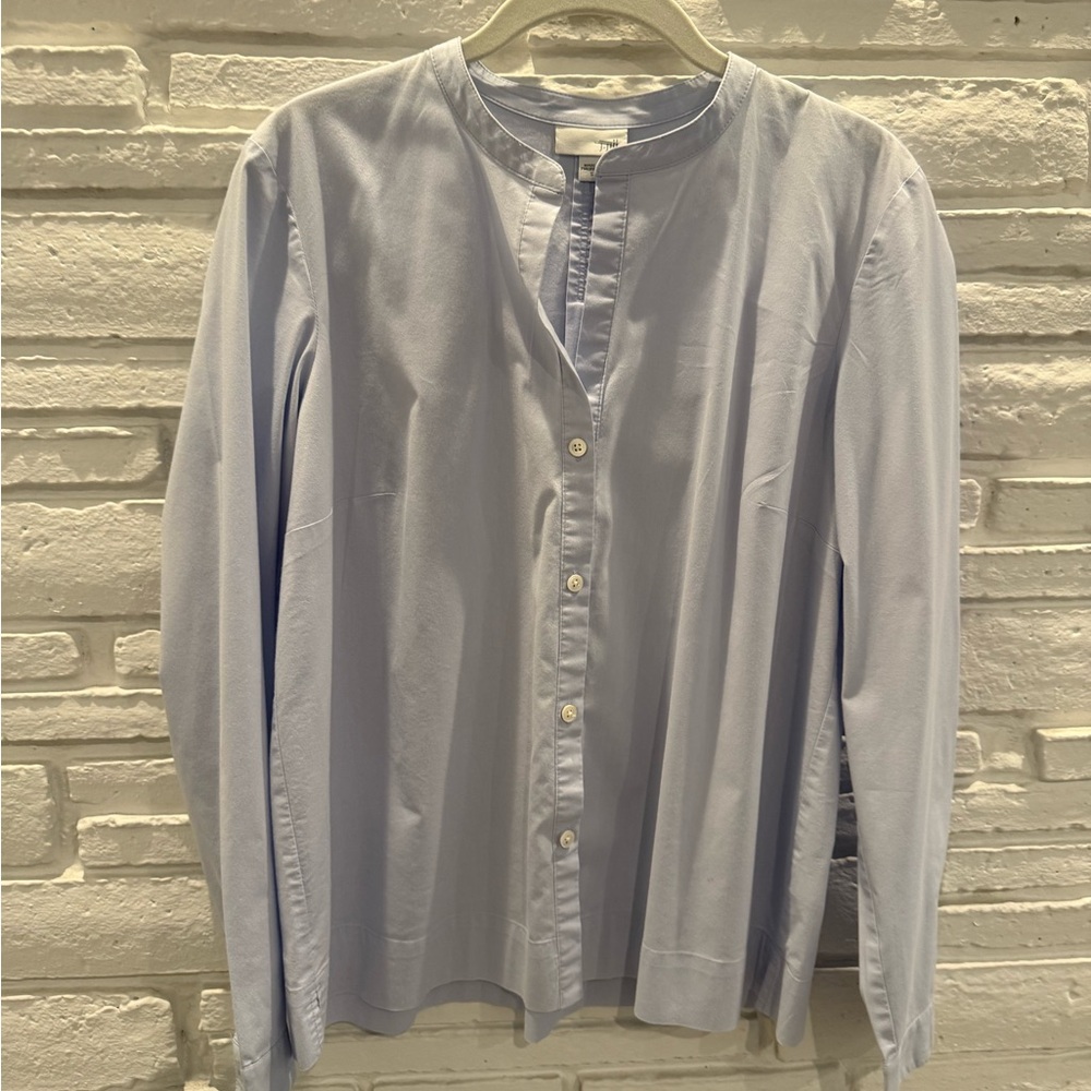 EUC J. Jill Light Blue Crisp Cotton Blouse Long Sleeve - S - Picture 1 of 5